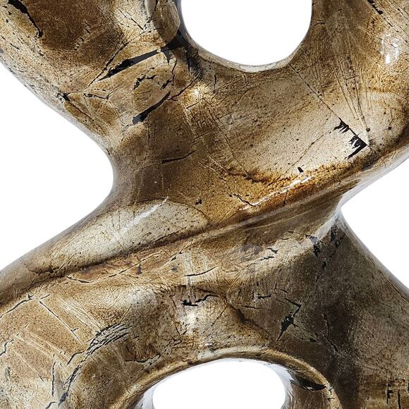 Large Ceramic Modern Abstract Infinity Sculpture Brown Bronze Gold - Picture 6 of 10